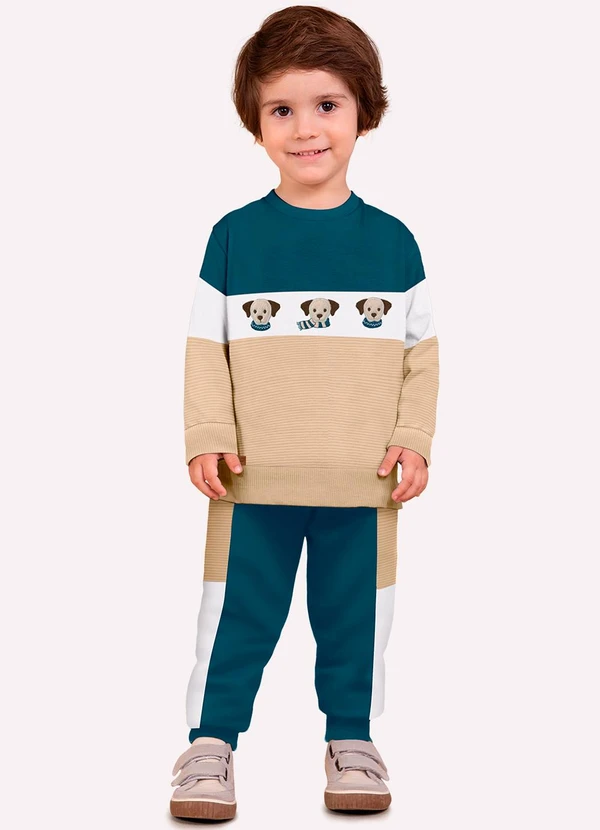 Milon - Conjunto Infantil Menino Bordado Bege