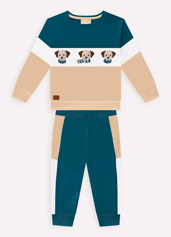 Milon - Conjunto Infantil Menino Bordado Bege 2