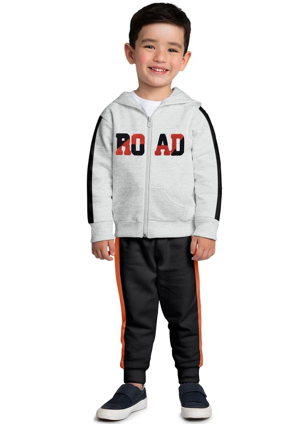 Kyly - Conjunto Infantil Menino Bordado Cinza