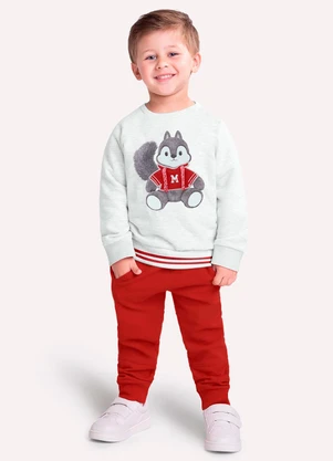 Milon - Conjunto Infantil Menino Bordado Cinza - MILON