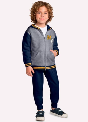 Milon - Conjunto Infantil Menino Bordado Cinza - MILON