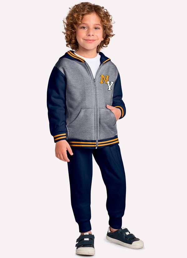Milon - Conjunto Infantil Menino Bordado Cinza