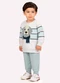 Milon - Conjunto Infantil Menino Bordado Branco - variação: Cinza