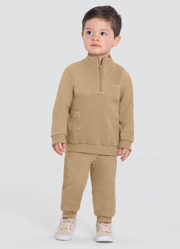 Brandili Mundi - Conjunto Infantil Menino BordadoMarrom