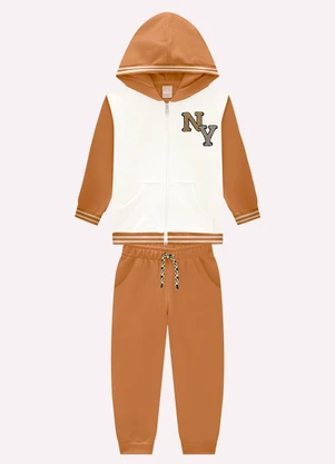 Milon - Conjunto Infantil Menino Bordado Off White - MILON