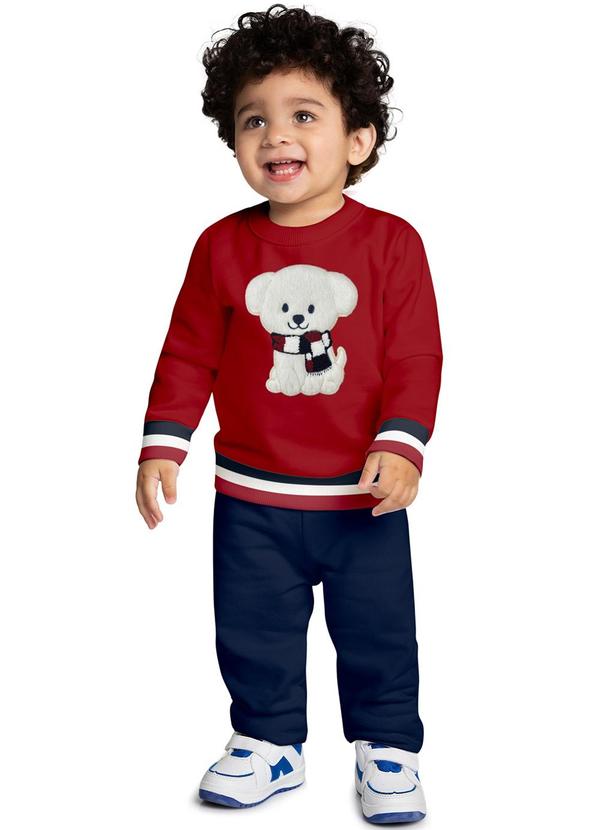 Kyly - Conjunto Infantil Menino Bordado Vermelho