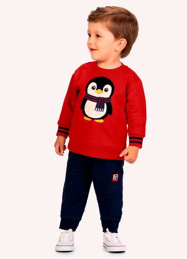 Kyly - Conjunto Infantil Menino Bordado Vermelho