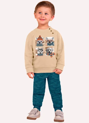 Milon - Conjunto Infantil Menino Cachorrinhos Bege - MILON