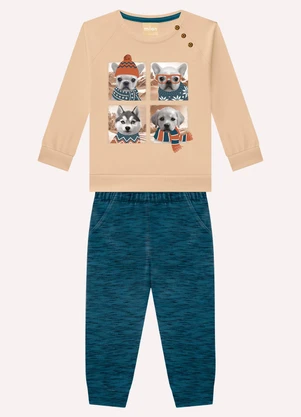 Milon - Conjunto Infantil Menino Cachorrinhos Bege - MILON