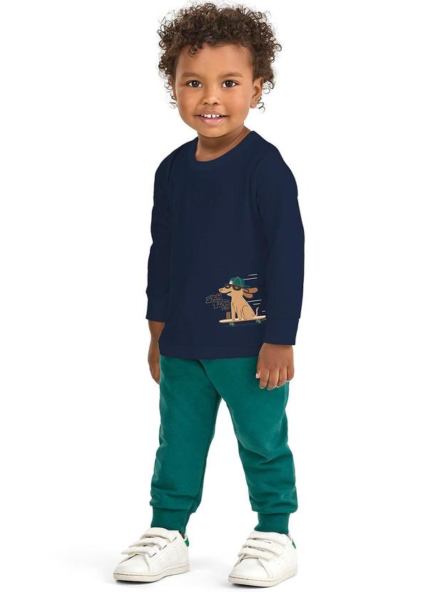 Elian - Conjunto Infantil Menino Camiseta Estampada Azul 1