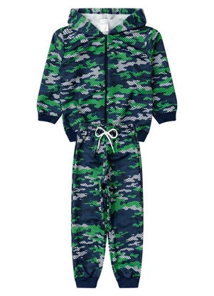 Rosa Azul - Conjunto Infantil Menino Camuflagem Inverno Verde - ROSA AZUL