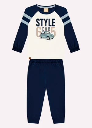 Milon - Conjunto Infantil Menino Carro Off White - MILON