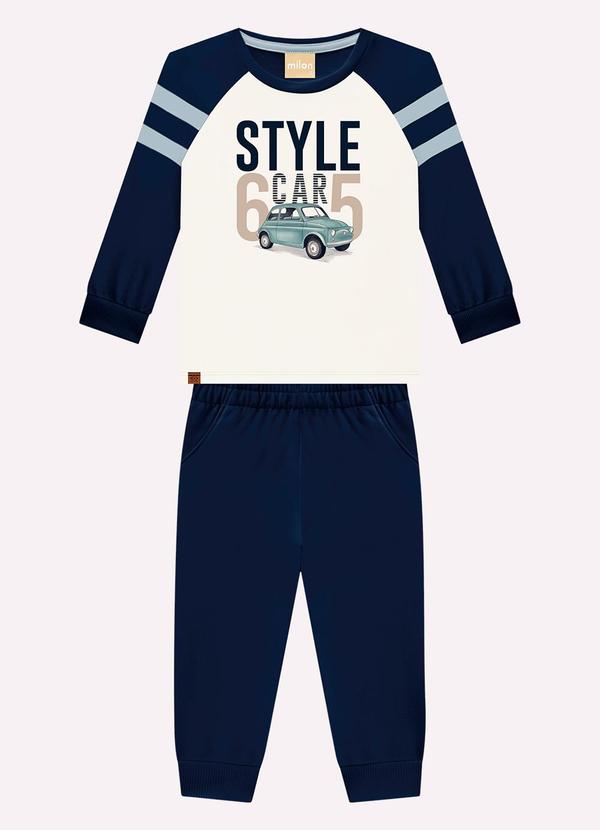 Milon - Conjunto Infantil Menino Carro Off White
