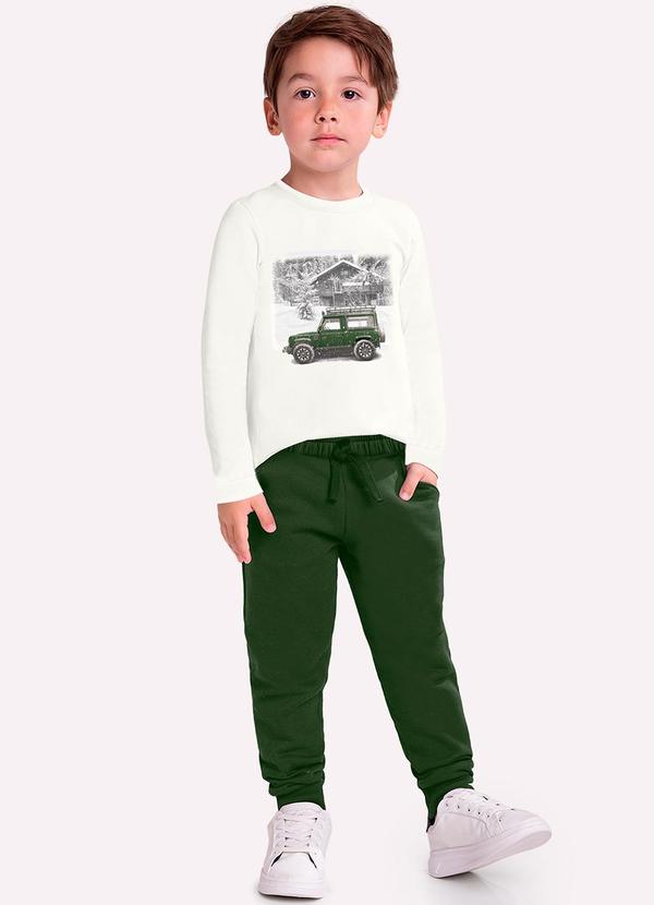 Milon - Conjunto Infantil Menino Carro Off White