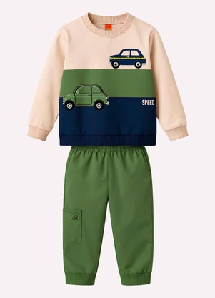 Kyly - Conjunto Infantil Menino Carros Bege - KYLY