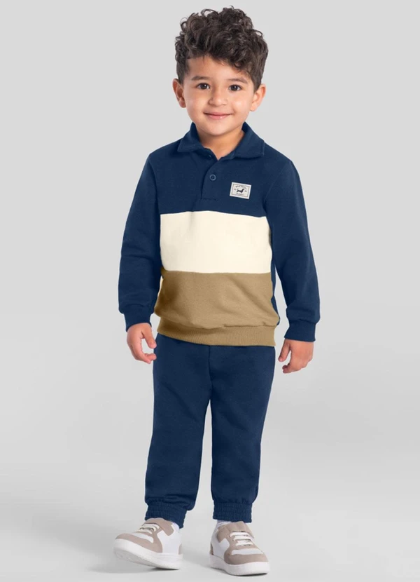 Brandili Mundi - Conjunto Infantil Menino Colorblock Azul