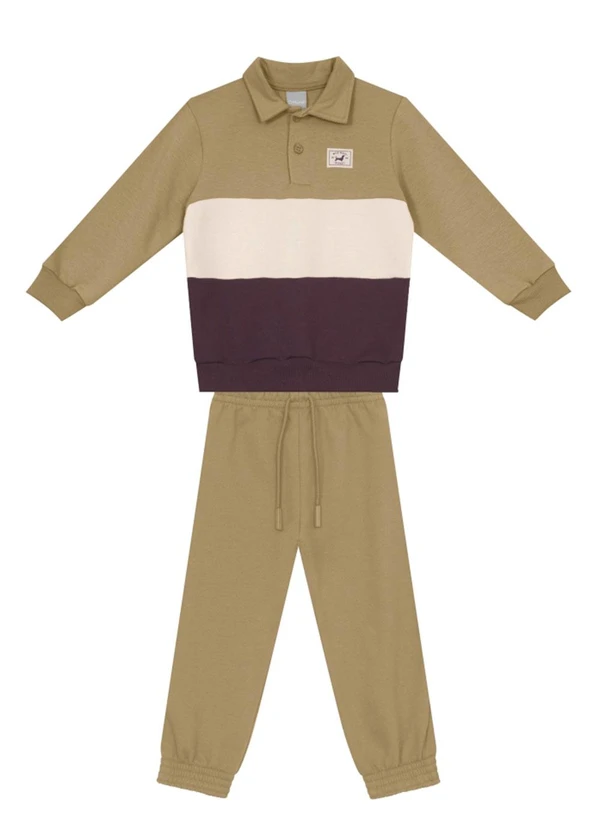 Brandili Mundi - Conjunto Infantil Menino Colorblock Marrom