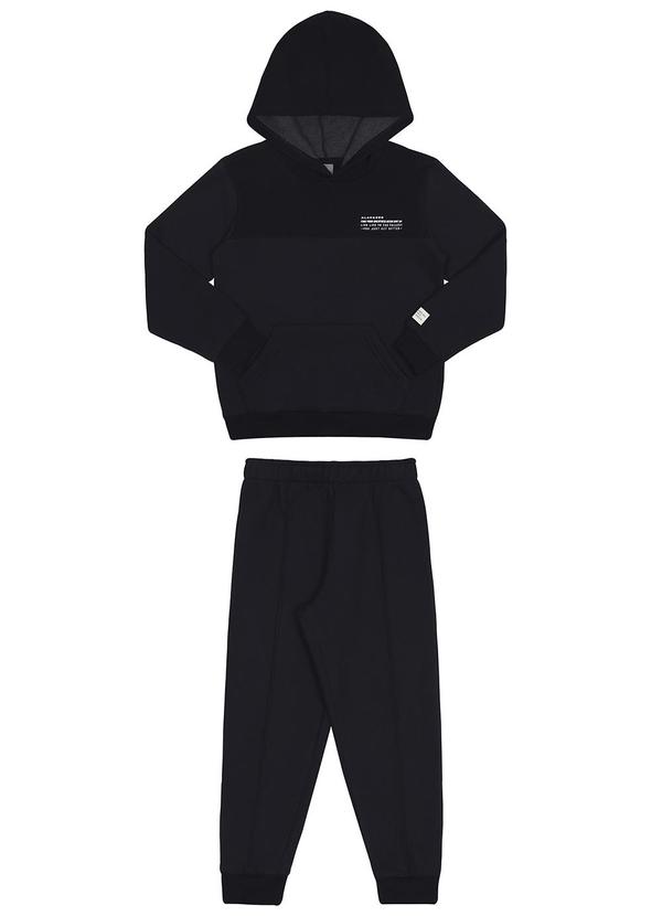 Alakazoo - Conjunto Infantil Menino com Blusão e Calça Jogger Preto