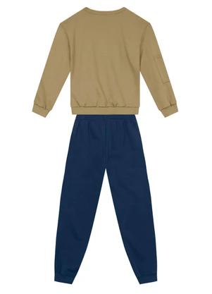 Brandili - Conjunto Infantil Menino com Bordado Marrom - BRANDILI