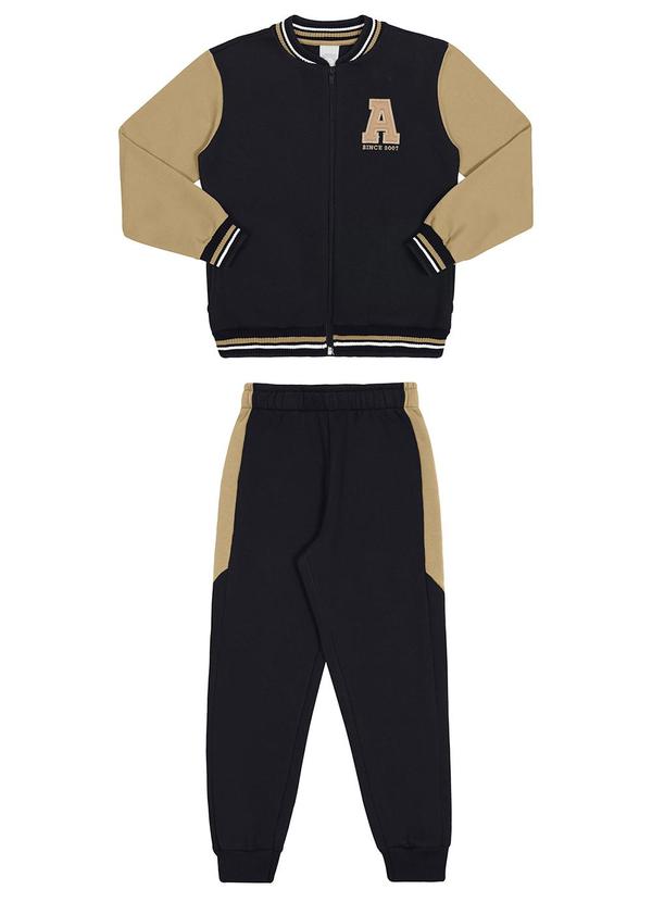 Alakazoo - Conjunto Infantil Menino com Jaqueta Bomber Preto