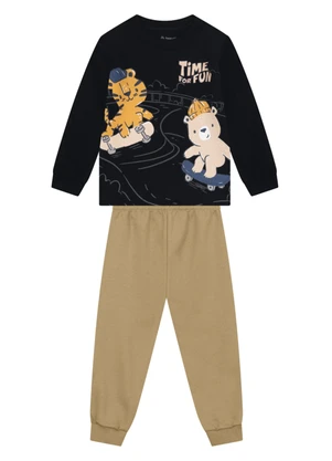 Brandili - Conjunto Infantil Menino de Animais Preto - BRANDILI