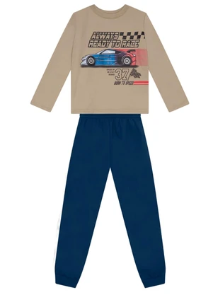 Brandili - Conjunto Infantil Menino de Carro Bege - BRANDILI