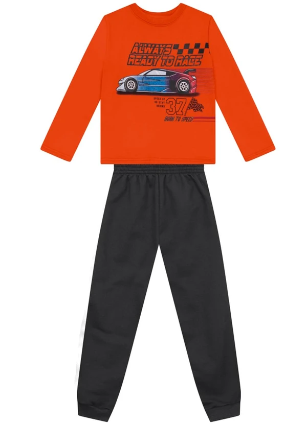 Brandili - Conjunto Infantil Menino de Carro Laranja
