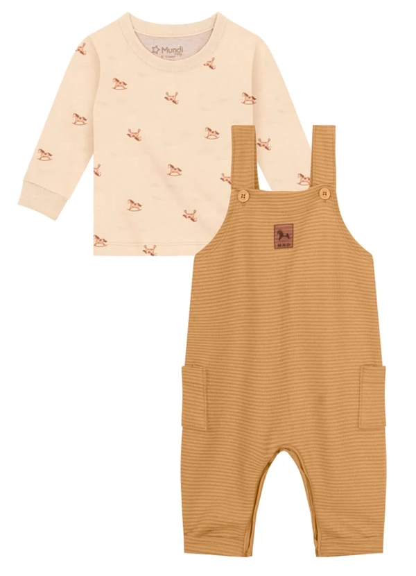 Brandili Mundi - Conjunto Infantil Menino de Cavalinho Bege 2