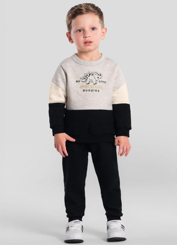 Brandili - Conjunto Infantil Menino de Dinossauro Cinza