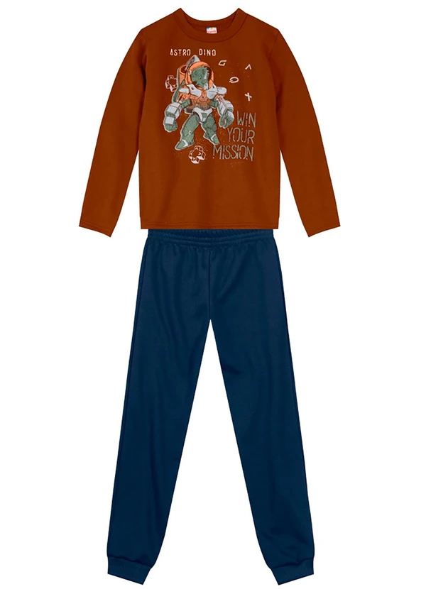 Brandili - Conjunto Infantil Menino de Dinossauro Marrom