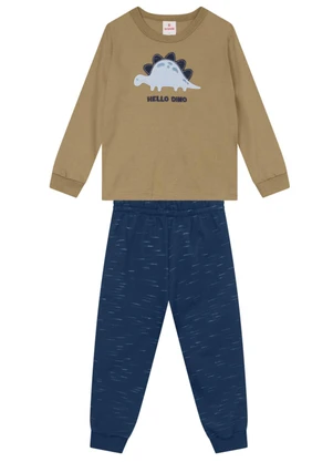 Brandili - Conjunto Infantil Menino de Dinossauro Marrom - BRANDILI