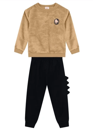Brandili - Conjunto Infantil Menino de Dinossauro Marrom - BRANDILI