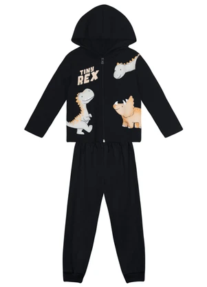 Brandili - Conjunto Infantil Menino de Dinossauro Preto - BRANDILI