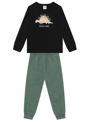 Brandili - Conjunto Infantil Menino de Dinossauro Preto - BRANDILI