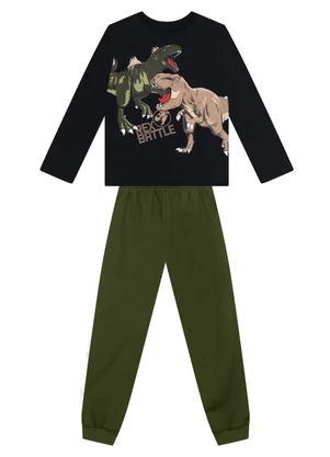 Brandili - Conjunto Infantil Menino de Dinossauros Preto - BRANDILI