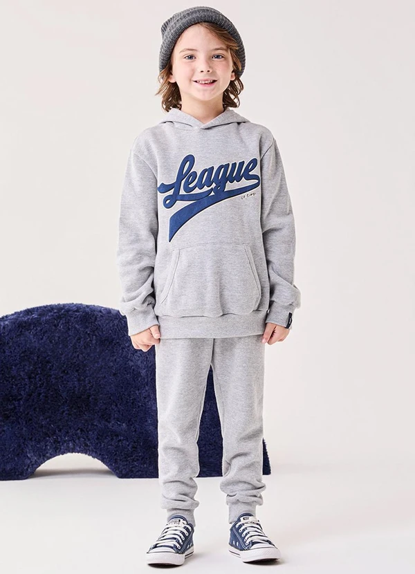Bimbi - Conjunto Infantil Menino de Moletom League Cinza