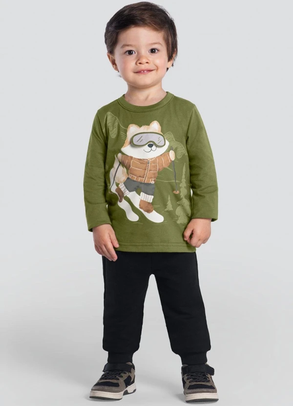 Brandili - Conjunto Infantil Menino de Raposinha Verde