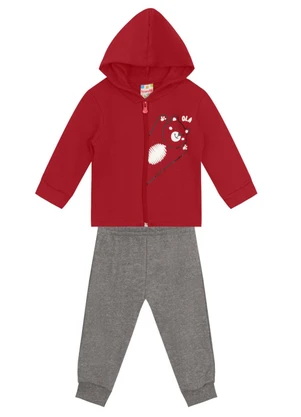 Brandili - Conjunto Infantil Menino de Ursinho Bordô - BRANDILI