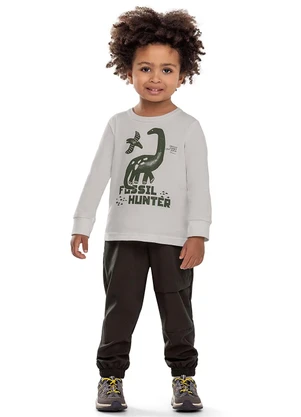 Elian - Conjunto Infantil Menino Dino Hunter Cinza - ELIAN