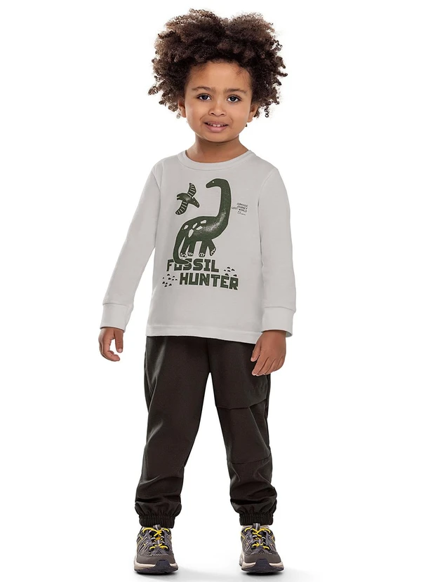 Elian - Conjunto Infantil Menino Dino Hunter Cinza