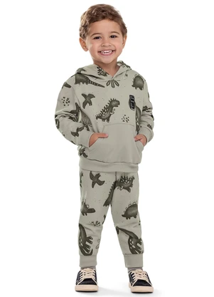 Elian - Conjunto Infantil Menino Dinos com Capuz Cinza - ELIAN