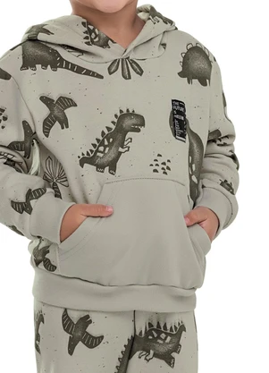 Elian - Conjunto Infantil Menino Dinos com Capuz Cinza - ELIAN
