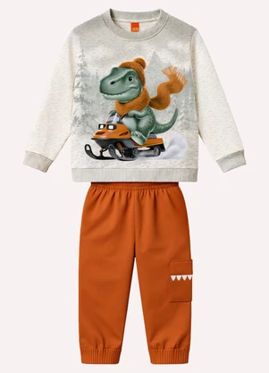 Kyly - Conjunto Infantil Menino Dinossauro Cinza - KYLY