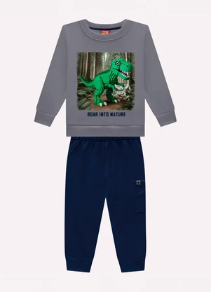 Kyly - Conjunto Infantil Menino Dinossauro Cinza - KYLY
