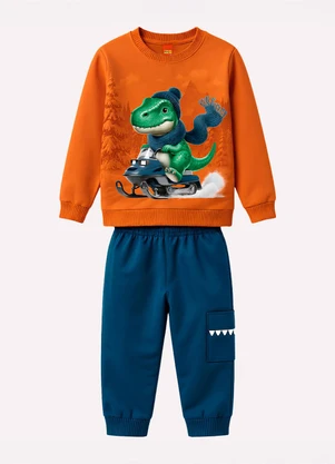 Kyly - Conjunto Infantil Menino Dinossauro Laranja - KYLY