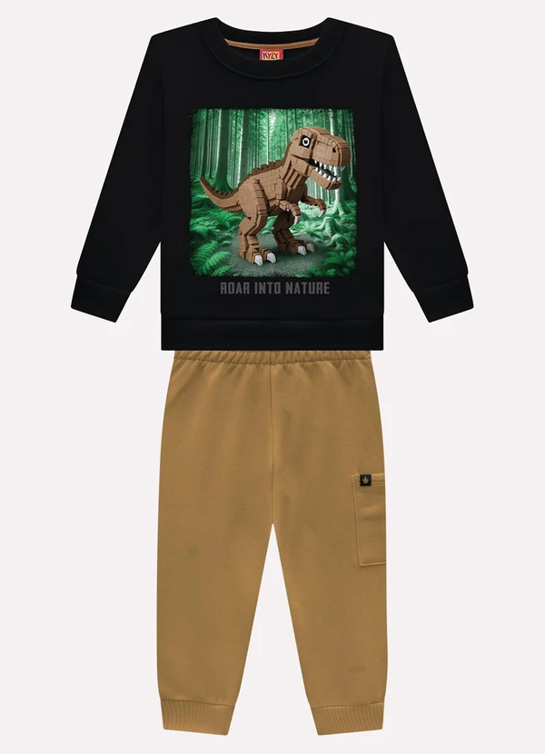 Kyly - Conjunto Infantil Menino Dinossauro Preto