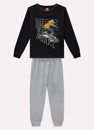 Kyly - Conjunto Infantil Menino em Algodão Preto - KYLY