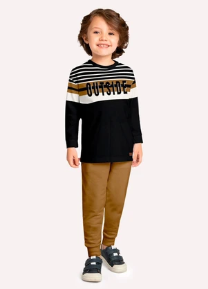Milon - Conjunto Infantil Menino em Algodão Preto - MILON