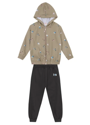 Brandili - Conjunto Infantil Menino em Microfibra Marrom - BRANDILI