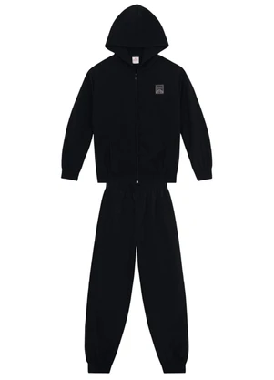Brandili - Conjunto Infantil Menino em Microfibra Preto - BRANDILI